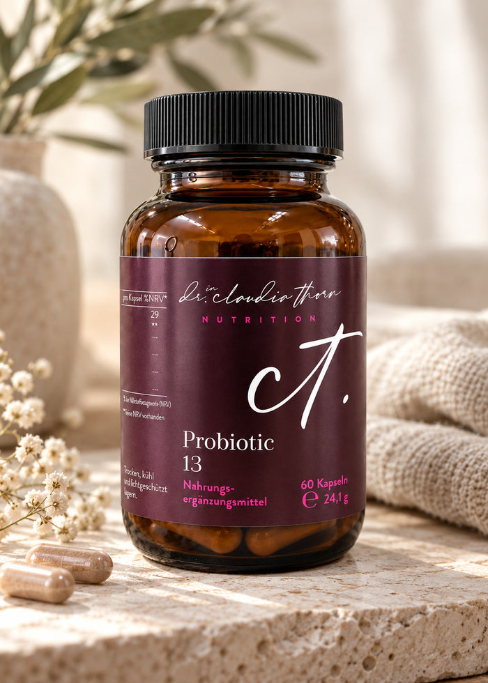 Die Dose Probiotic 13 aus der Nähe.